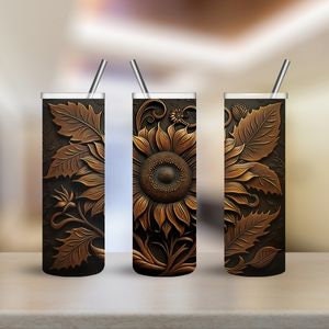 Sunflower carved Tumbler, this is a stainless cup, the image is design –  Sunshine Creative Studio