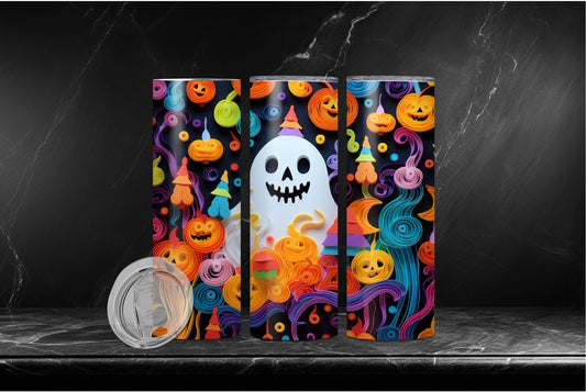 Cute Ghosty Tumbler, 20 oz Double-wall insulated tumbler with lid and straw