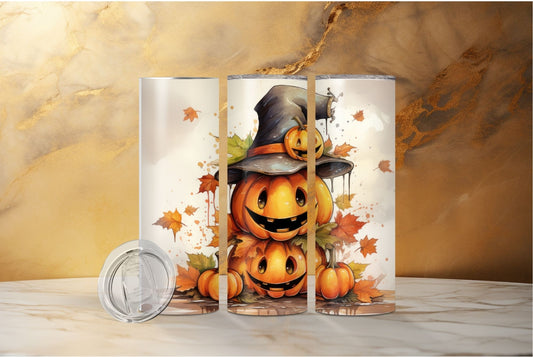 Cute Scarecrow Halloween Stainless Steel 20 oz double-wall insulated tumbler with lid and straw