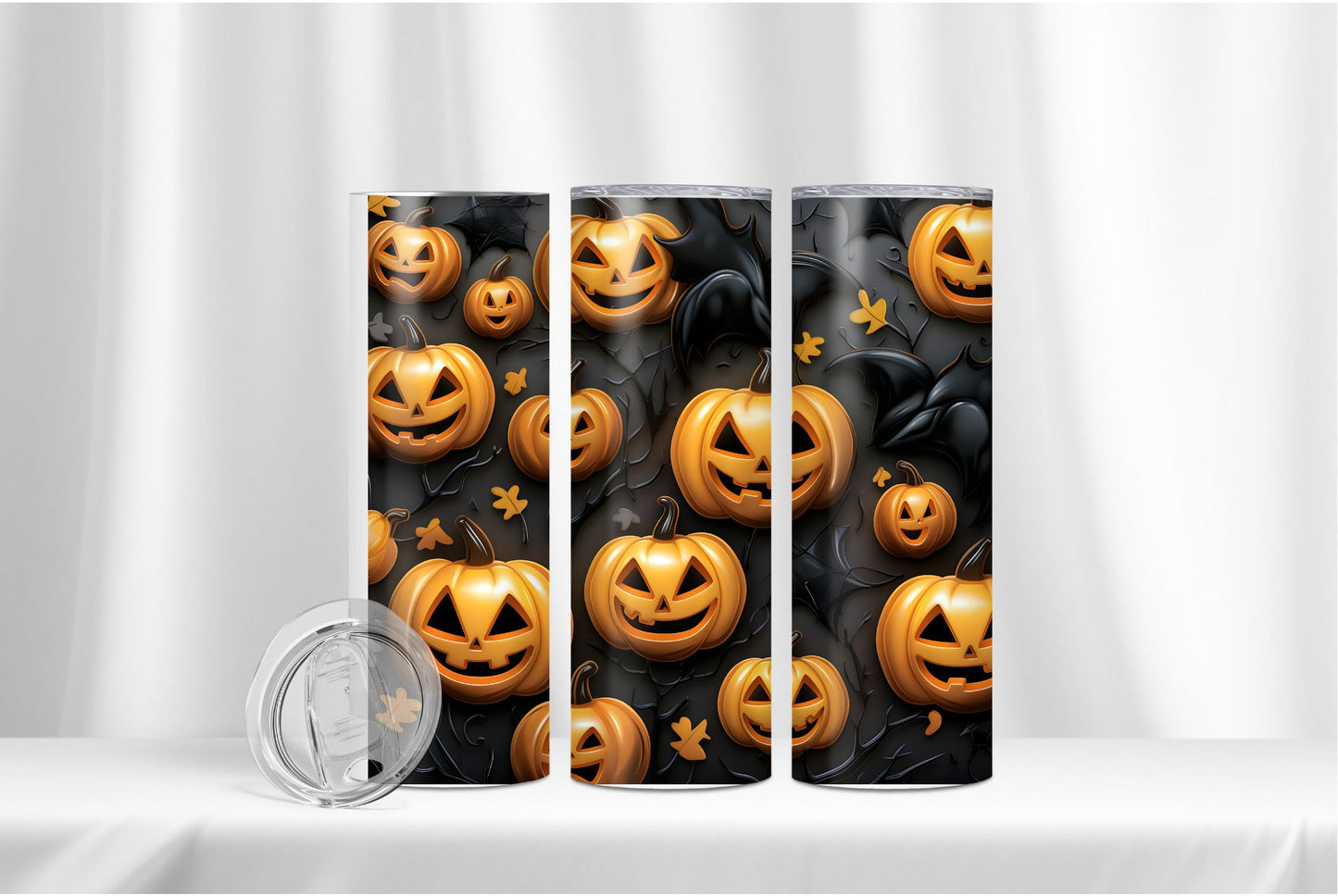 Floating Jack-O-Lanterns Stainless Steel double wall insulated Tumbler with straw