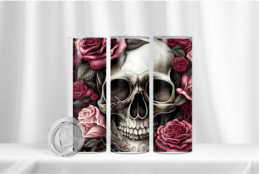 Rose Skull stainless steel double wall insulated 20 oz Tumbler