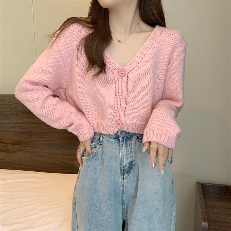 Stylish Crop Sweater with two button accents