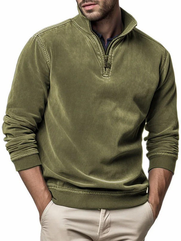 Ethnic Style 3D Printed Half Zippered Men's Sweater