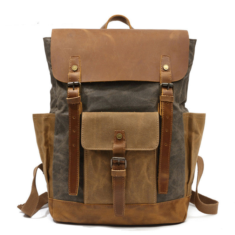 Men's Canvas and Leather Travel Backpack for Work or Home