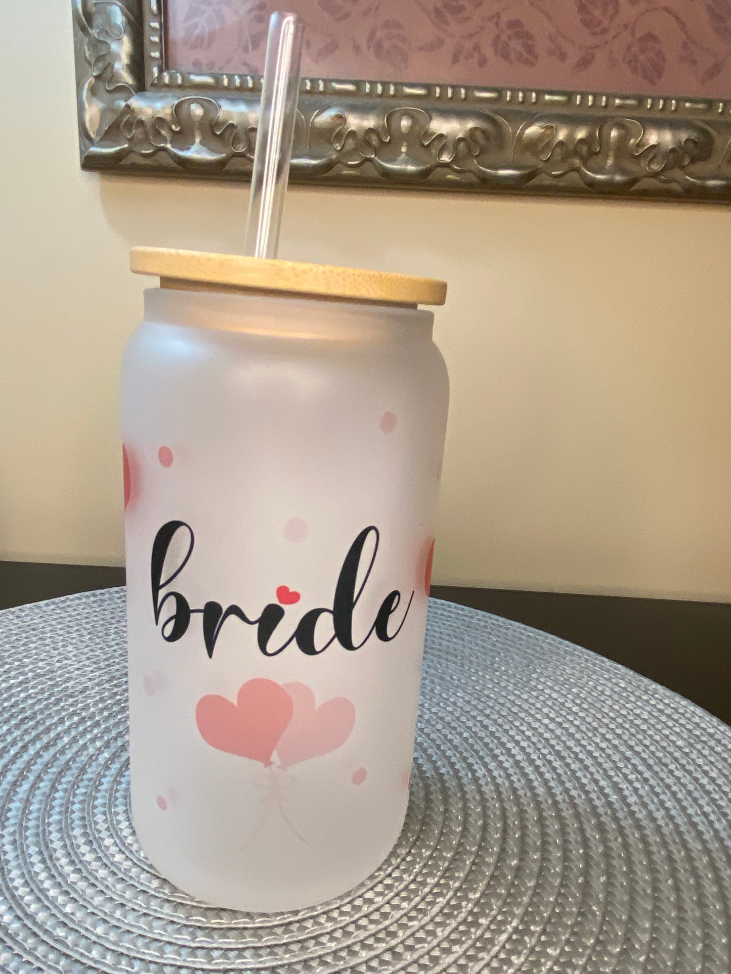 Cheers to the Bride! Raise a Toast with our 16 oz Libbey Style Glass Cup featuring fun Bride Design