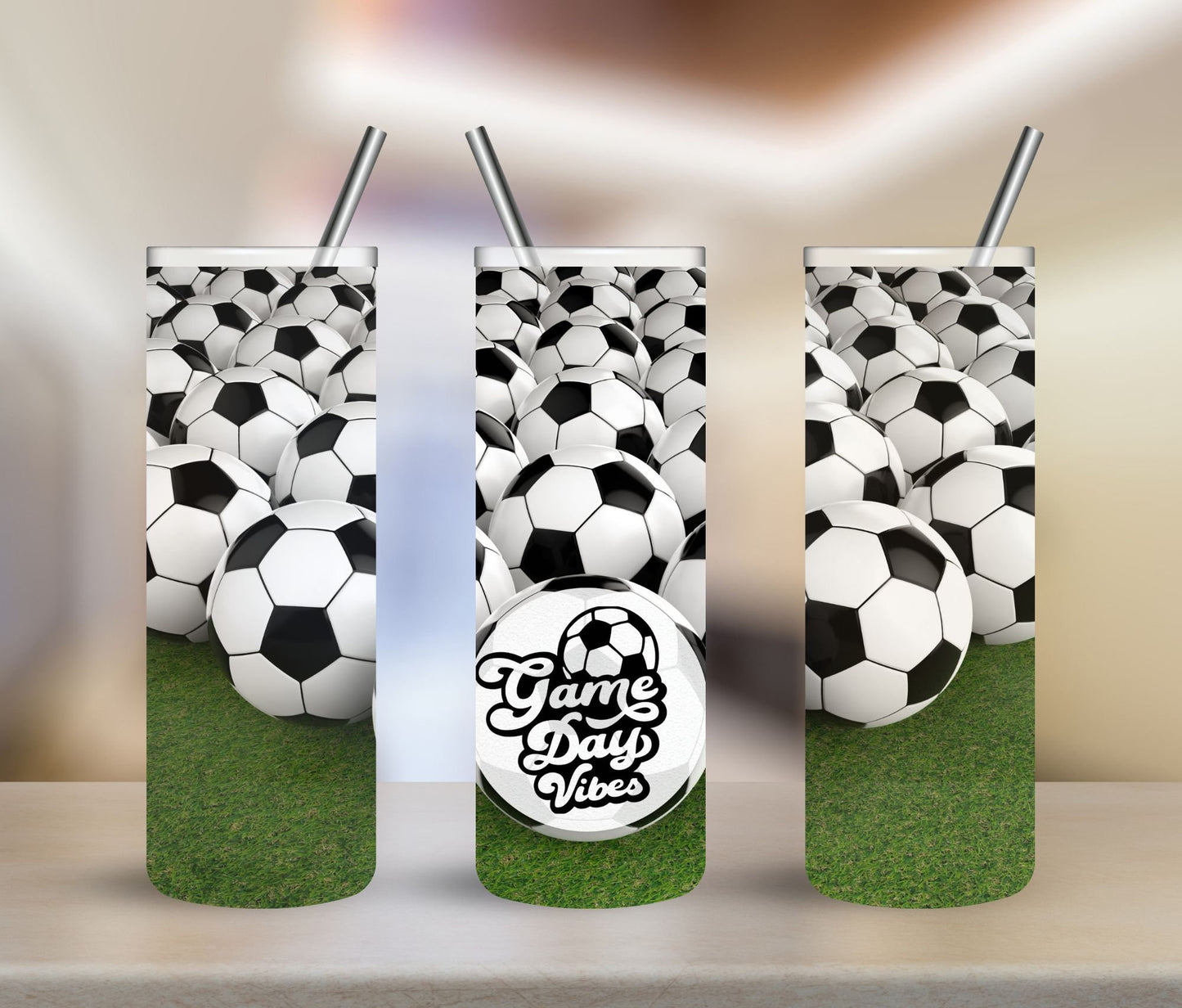 Soccer Game Day Vibes, Personalized Tumbler, Gift for players and fans, 20 oz stainless tumbler, Name tumbler, custom tumbler, Soccer gift
