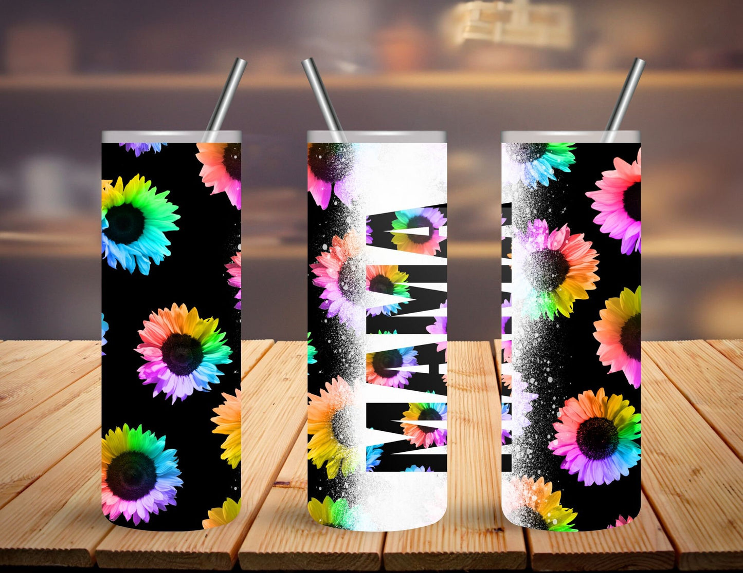 Stay refreshed in style with our Neon Mama Flowers 20 oz stainless steel tumbler