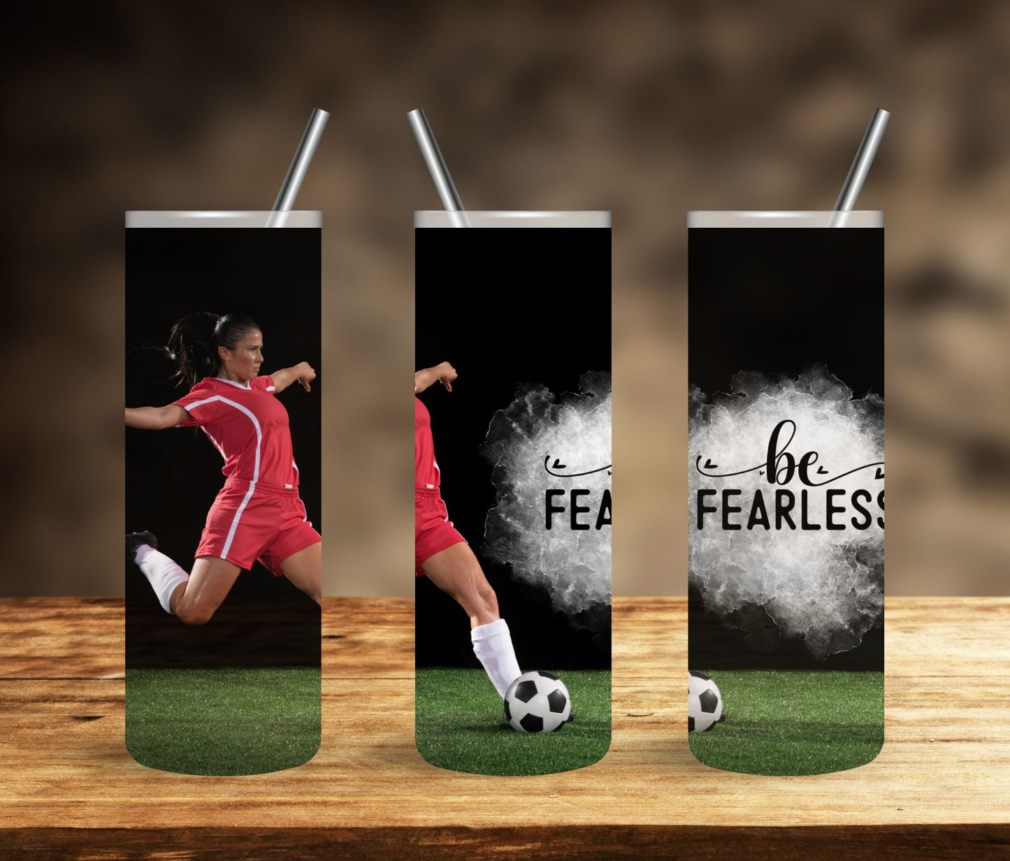 Soccer Player Tumbler - Be Fearless, Personalized Tumbler, Gift for Women, 20 oz stainless tumbler, Name tumbler, Gift for her