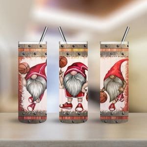 Basketball Gnome Tumbler, Gift for Fans and players, 20 oz stainless tumbler, Basketball themed cup