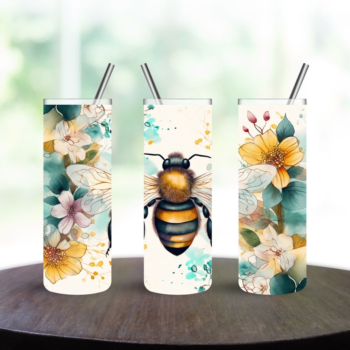 Beautiful Bee  Tumbler, 20 oz  tumbler,  gift for Bee Themed tumbler, Fun Spring design tumbler, Gift for Bee lover, Travel Tumbler