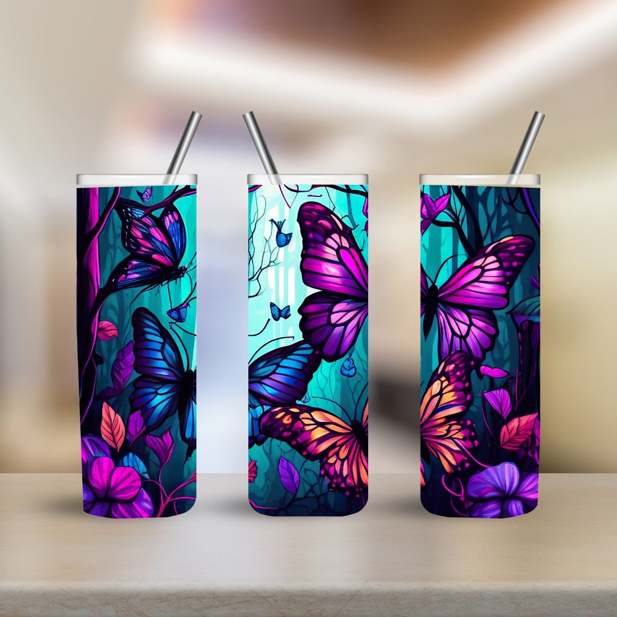 Beautiful Butterfly Tumbler, 20 oz  tumbler,  gift tumbler, Beautiful Butterfly design tumbler, Gift for butterfly lover, Travel Tumbler
